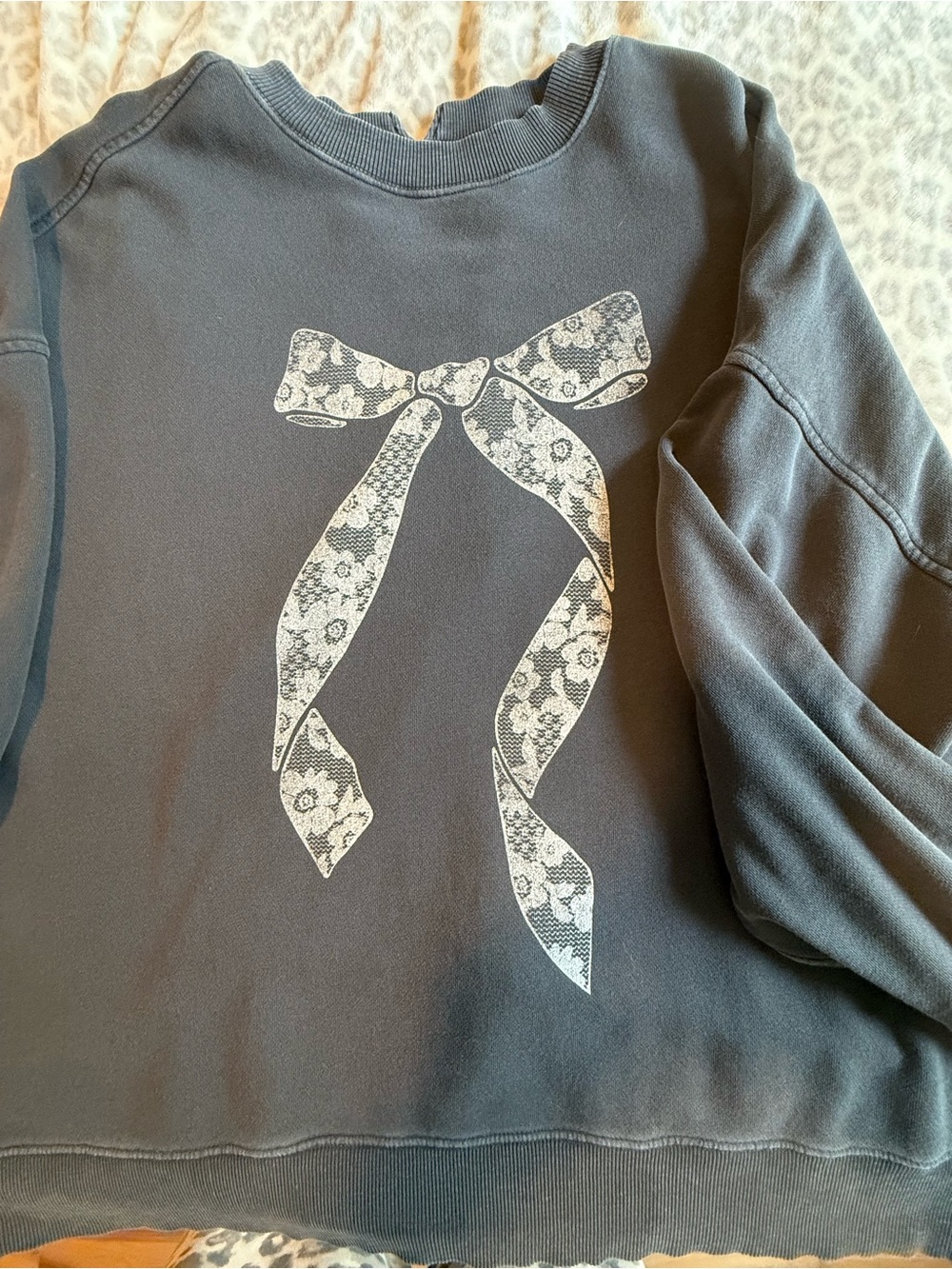aerie Sweatshirt with White Lace Bow Graphic